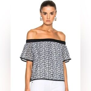 RAG & BONE NY black & white artsy dot print crochet eyelet lined cotton blouse